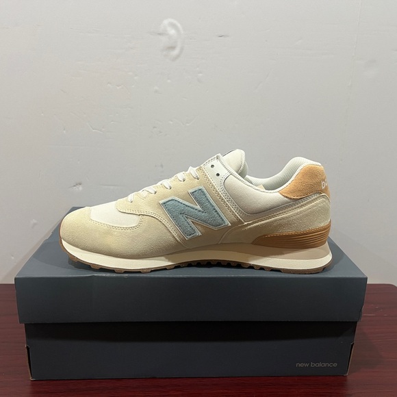 New Balance 574, ML574RF2, Tan & Blue - Picture 7 of 13